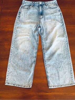 OAT New York Jeans High Rise Wide Leg Light Wash Cloud Luxe Denim 10
